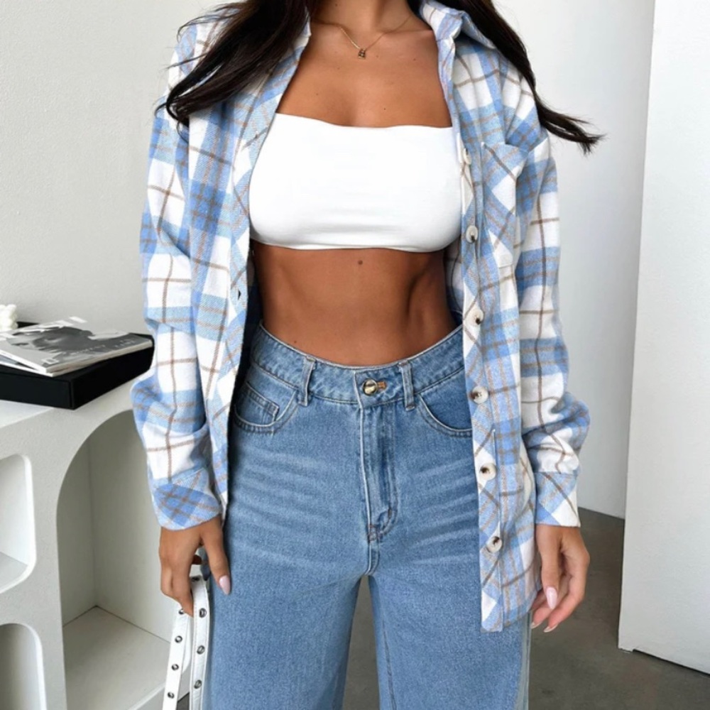 Blue Plaid Women's Top